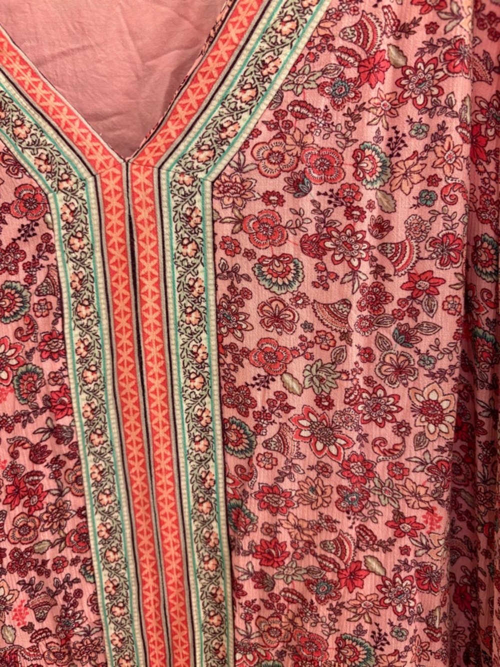 J Jill Sleeveless Pink Floral V-Neck Maxi Dress.  Beautiful pattern and colors - Picture 2 of 4